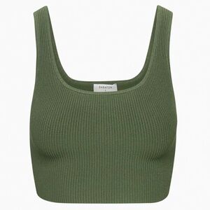 Aritzia Babaton Sculpt Knit Squareneck Cropped Tank , Small, Sencha Green